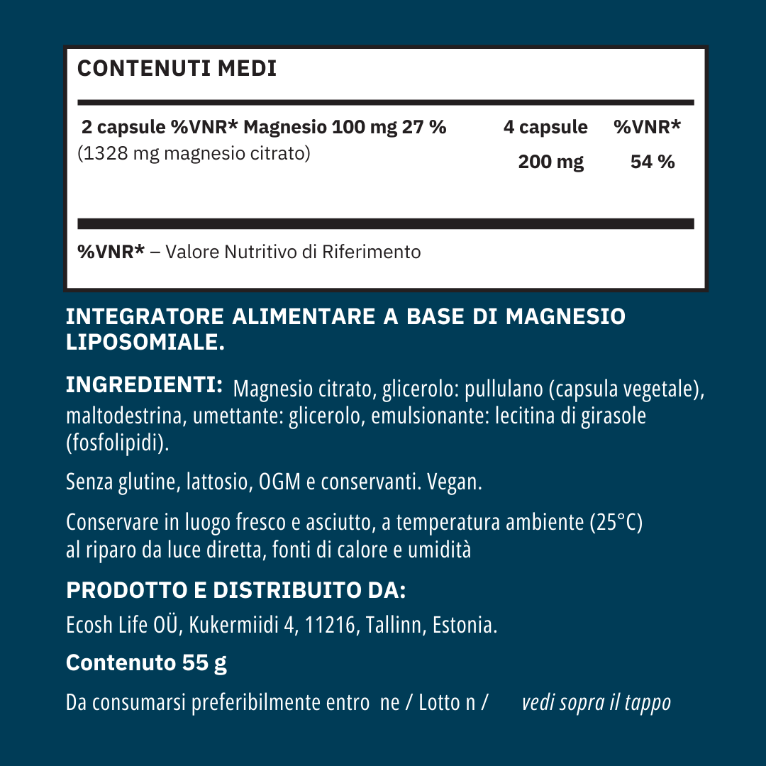 Etichetta Magnesio Liposomiale da ecosh.it